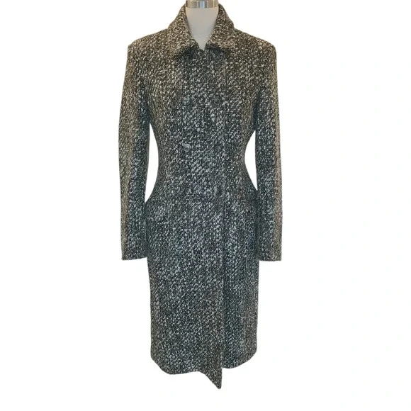 Piazza Sempione Olive Tweed Double Breasted‎ Coat IT 38 US 2 Wool Italy Luxury - Picture 3 of 13